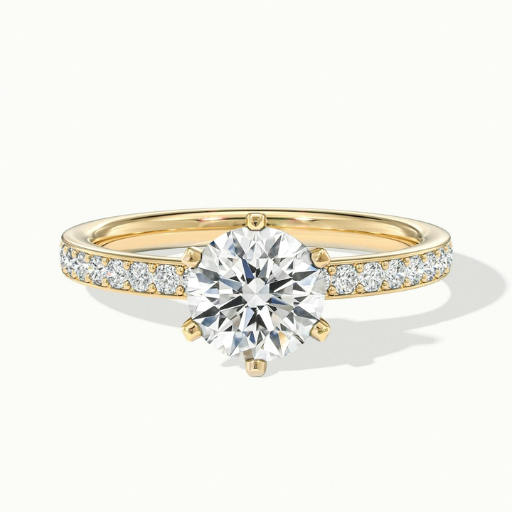 Eden 2 Carat Round Solitaire Pave Moissanite Engagement Ring in 10k Yellow Gold