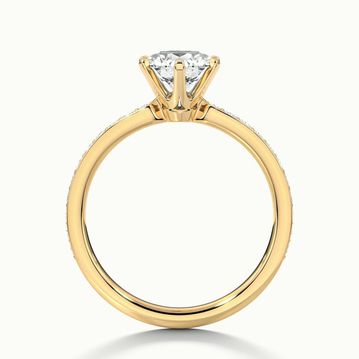 Claudia 2 Carat Round Solitaire Pave Lab Grown Diamond Ring in 14k Yellow Gold