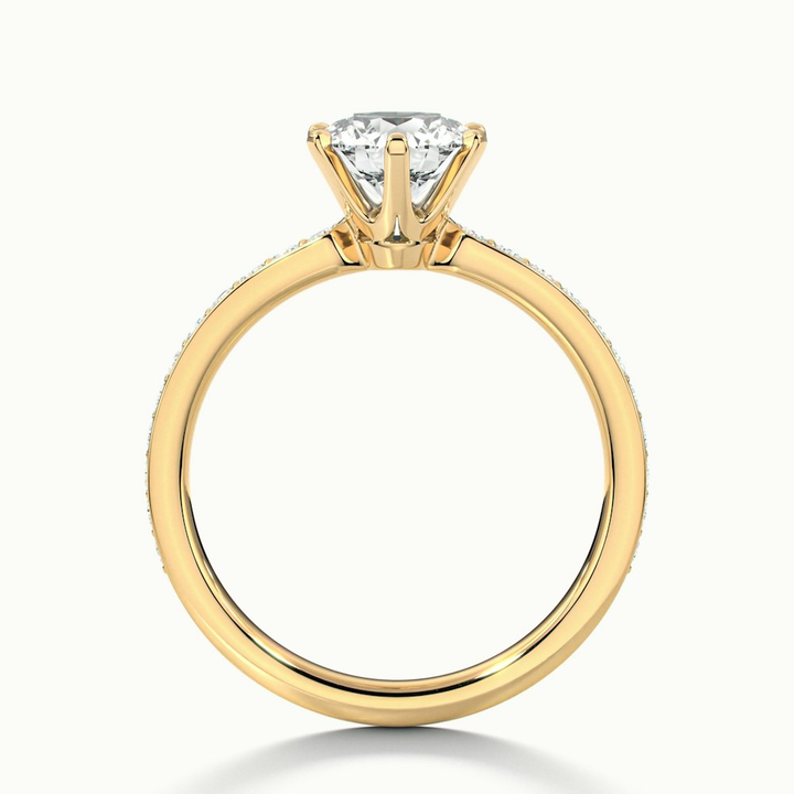 Eden 1.5 Carat Round Solitaire Pave Moissanite Engagement Ring in 18k Yellow Gold