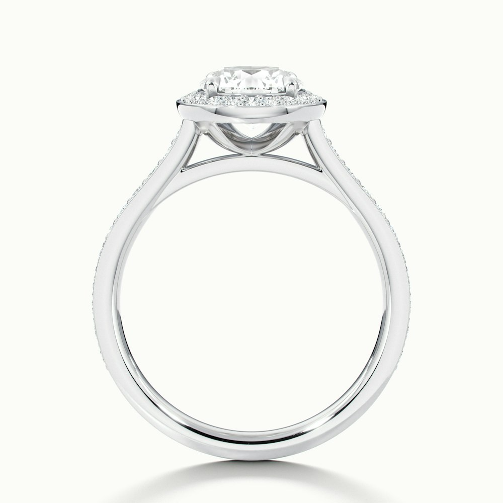 Jessy 2 Carat Round Halo Pave Moissanite Engagement Ring in 18k White Gold