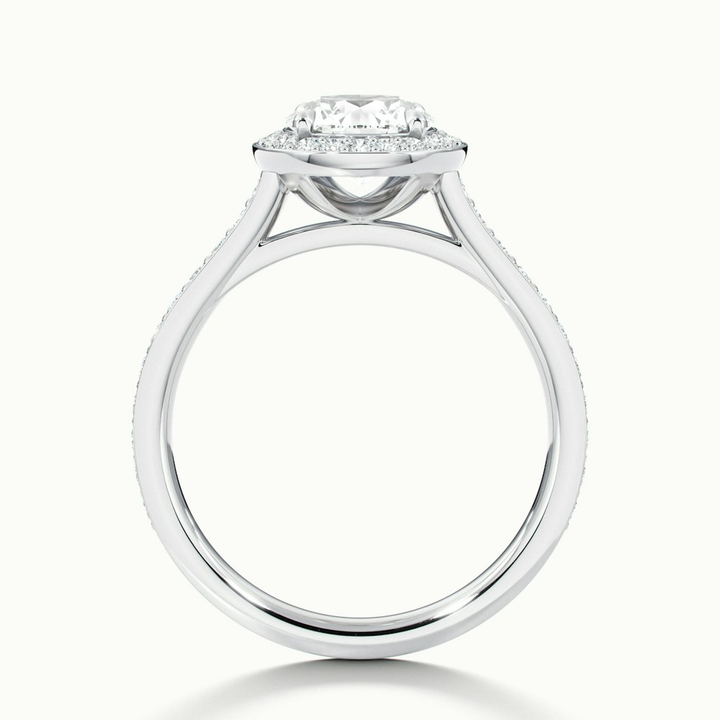 Jessy 2 Carat Round Halo Pave Moissanite Engagement Ring in 18k White Gold