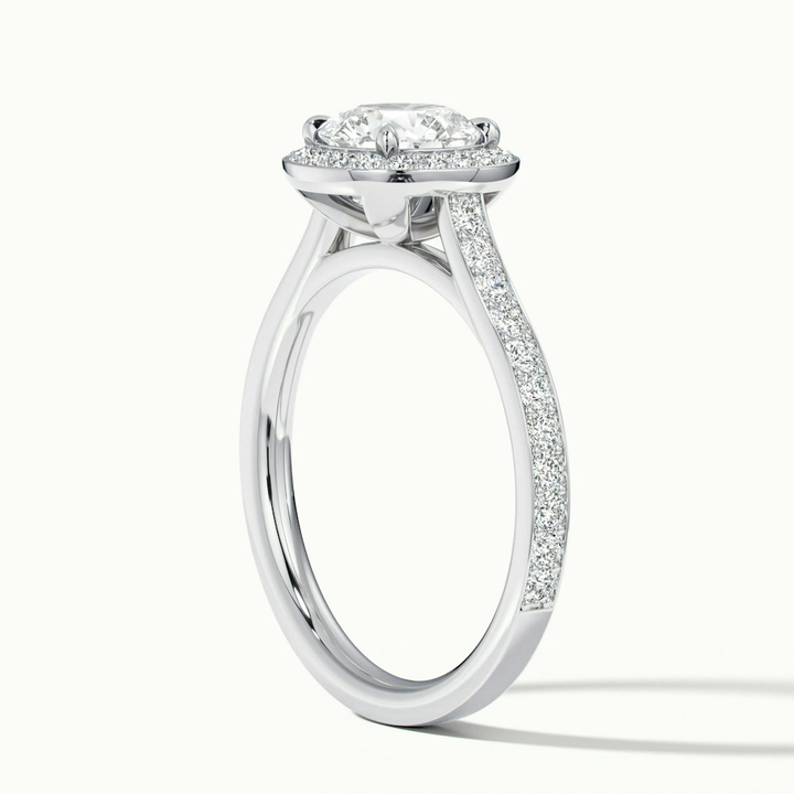 Jessy 1.5 Carat Round Halo Pave Moissanite Engagement Ring in Platinum