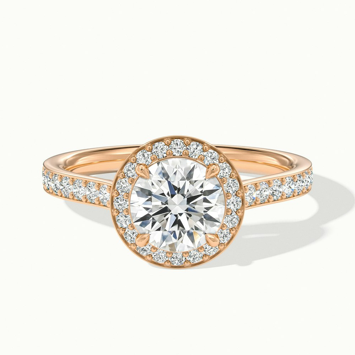 Jessy 1.5 Carat Round Halo Pave Moissanite Engagement Ring in 14k Rose Gold