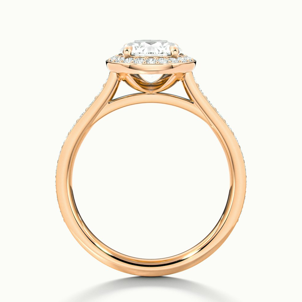 Jessy 4 Carat Round Halo Pave Moissanite Engagement Ring in 18k Rose Gold