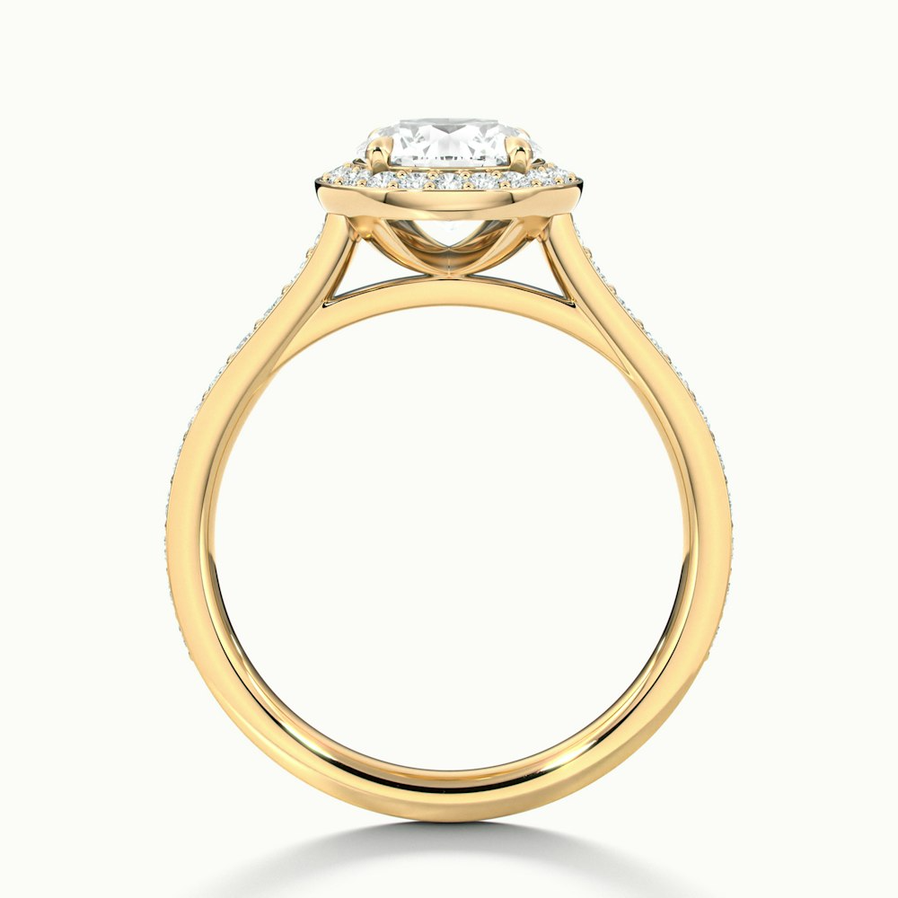 Jessy 1.5 Carat Round Halo Pave Moissanite Engagement Ring in 14k Yellow Gold