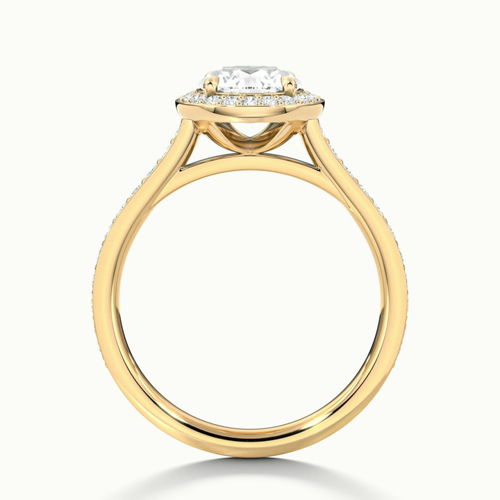 Jessy 1.5 Carat Round Halo Pave Moissanite Engagement Ring in 14k Yellow Gold