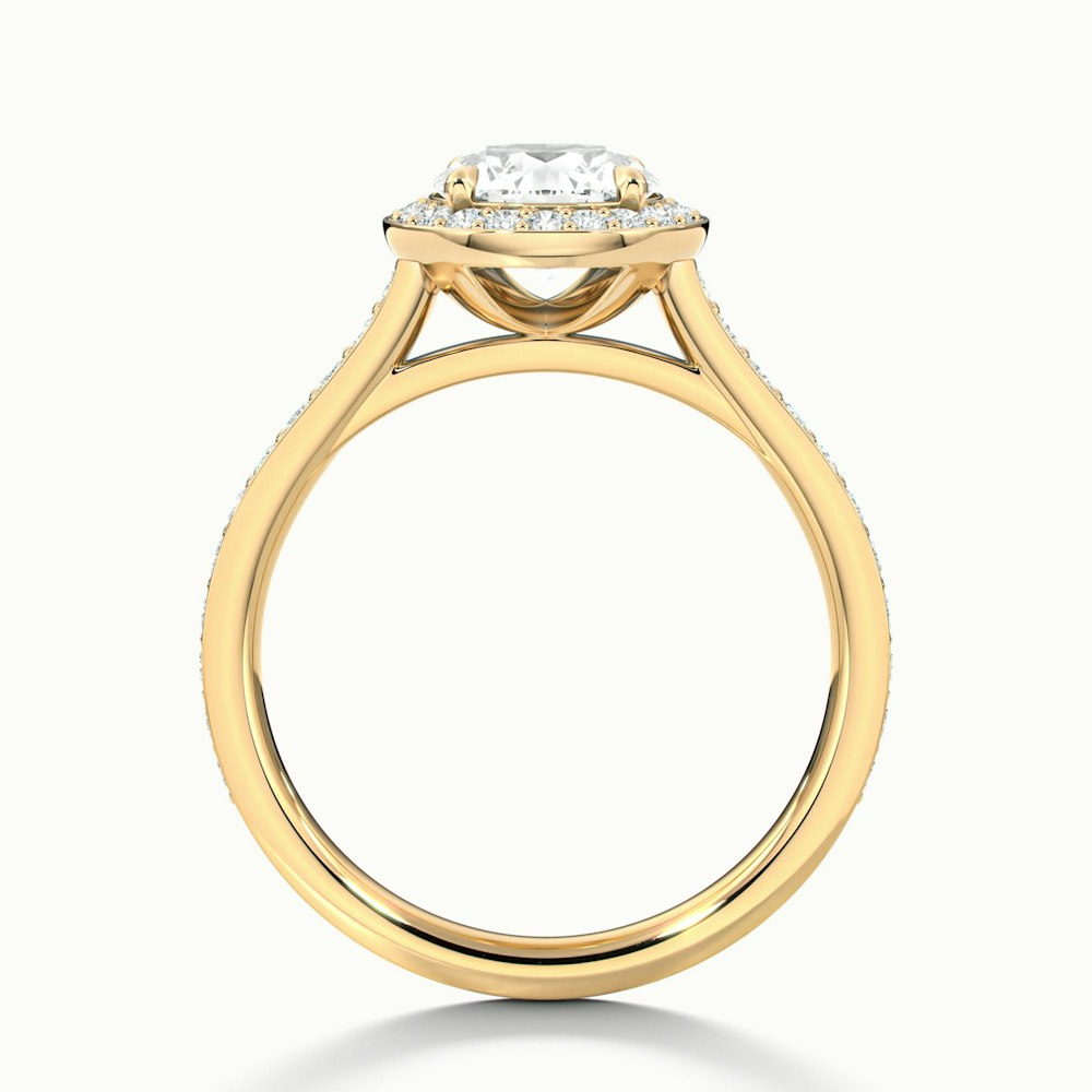 Dallas 2 Carat Round Halo Pave Lab Grown Diamond Ring in 10k Yellow Gold