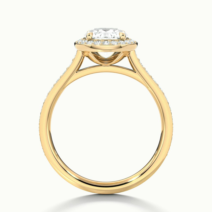 Dallas 2 Carat Round Halo Pave Lab Grown Diamond Ring in 10k Yellow Gold