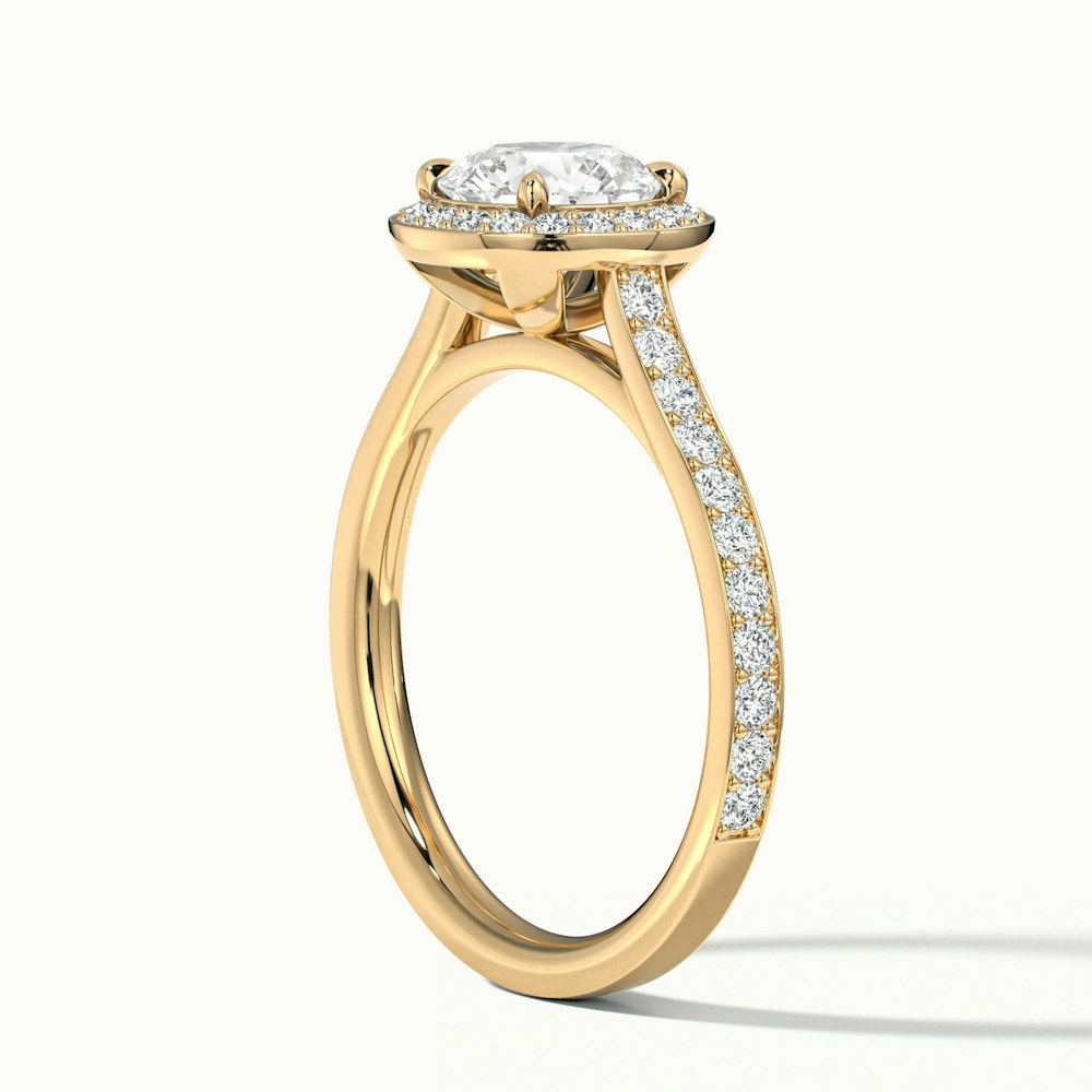 Jessy 1.5 Carat Round Halo Pave Moissanite Engagement Ring in 14k Yellow Gold