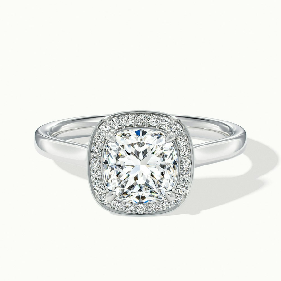 3 Carat Cushion Cut Halo Moissanite Engagement Ring