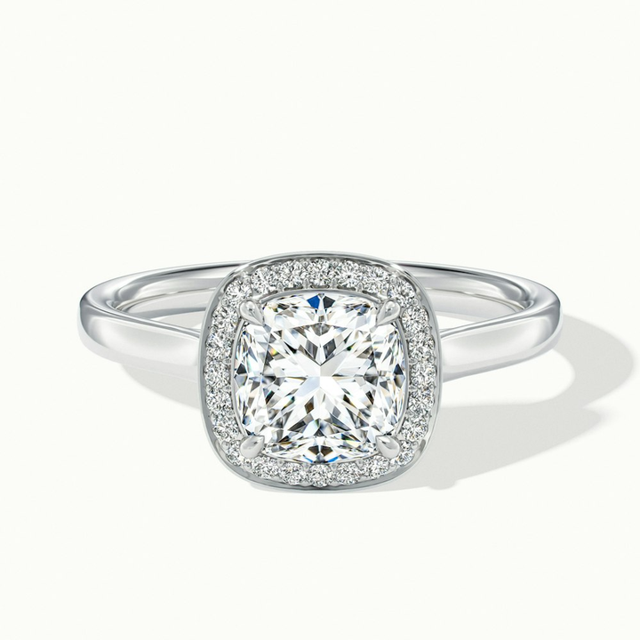 Dina 5 Carat Cushion Cut Halo Lab Grown Diamond Ring in Platinum