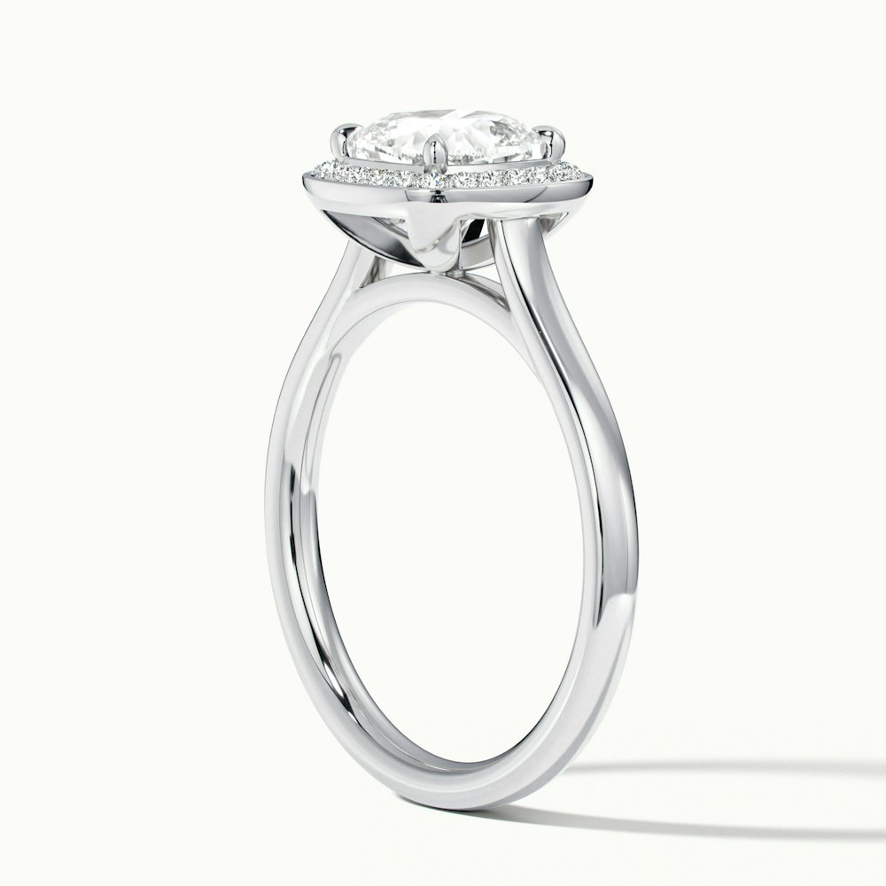 Dina 2.5 Carat Cushion Cut Halo Lab Grown Diamond Ring in 18k White Gold