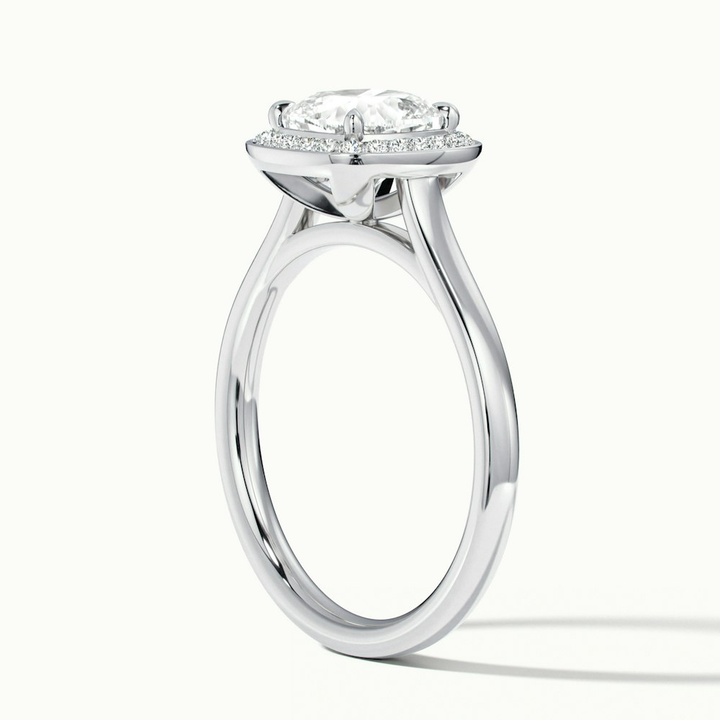 Dina 1.5 Carat Cushion Cut Halo Lab Grown Diamond Ring in 18k White Gold