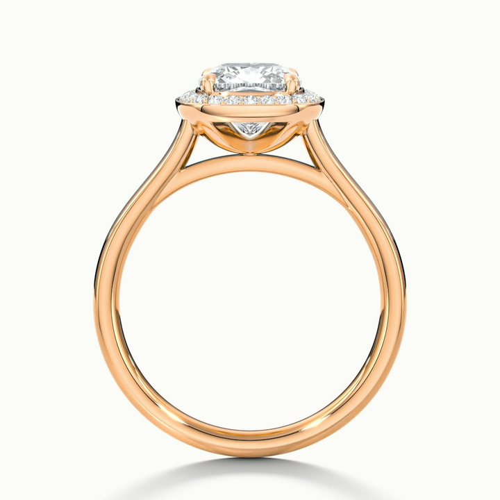 Dina 1.5 Carat Cushion Cut Halo Lab Grown Diamond Ring in 10k Rose Gold