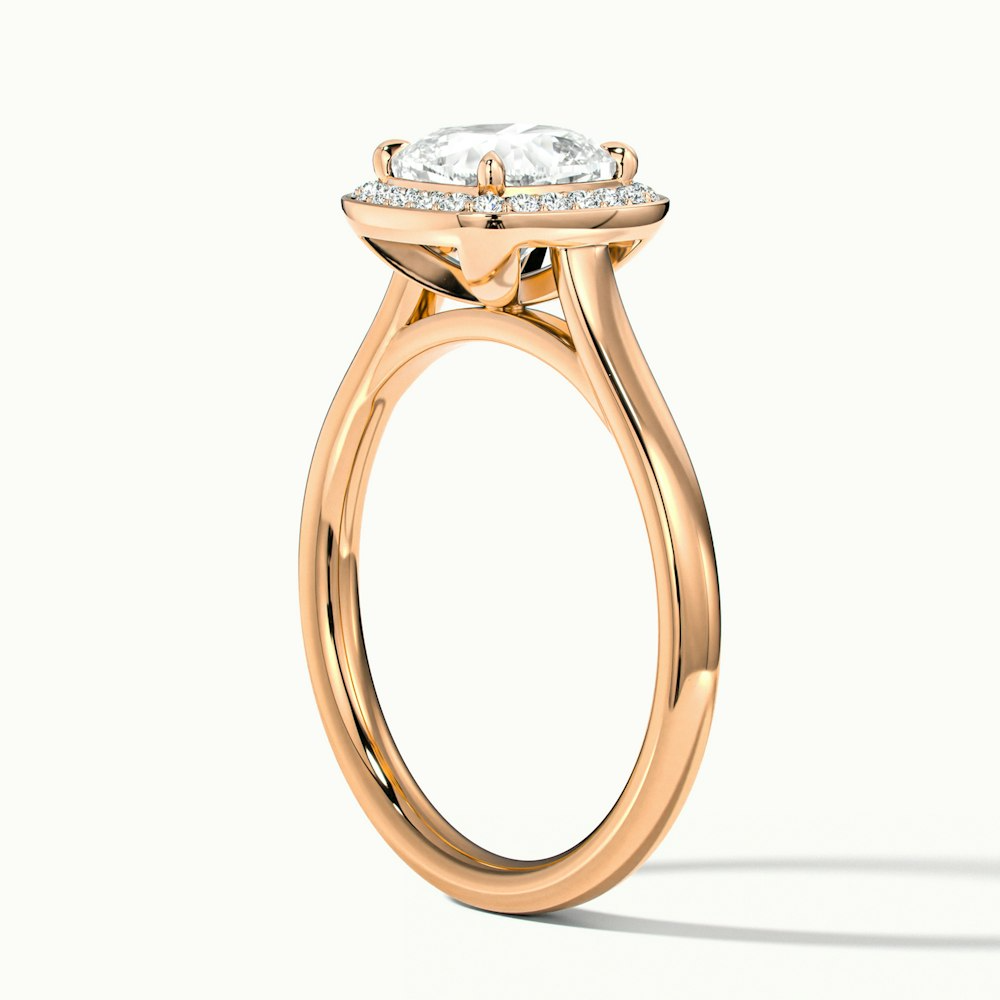 Dina 1.5 Carat Cushion Cut Halo Lab Grown Diamond Ring in 14k Rose Gold