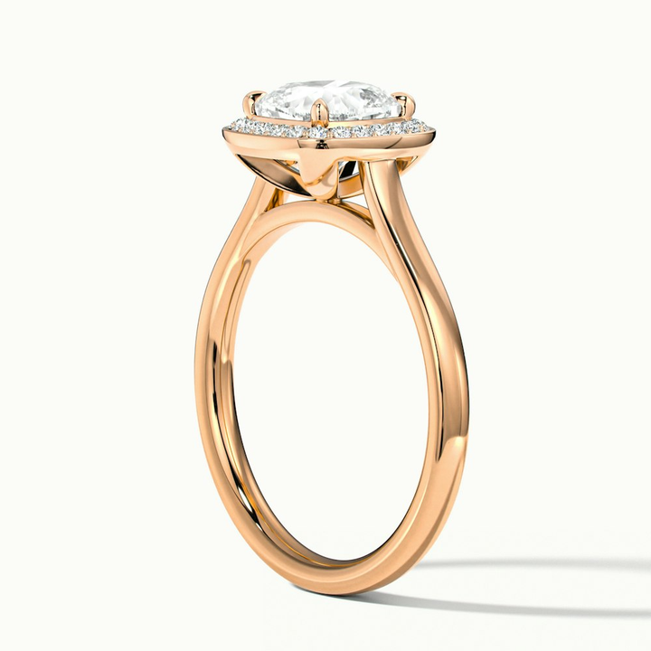 Dina 1.5 Carat Cushion Cut Halo Lab Grown Diamond Ring in 10k Rose Gold