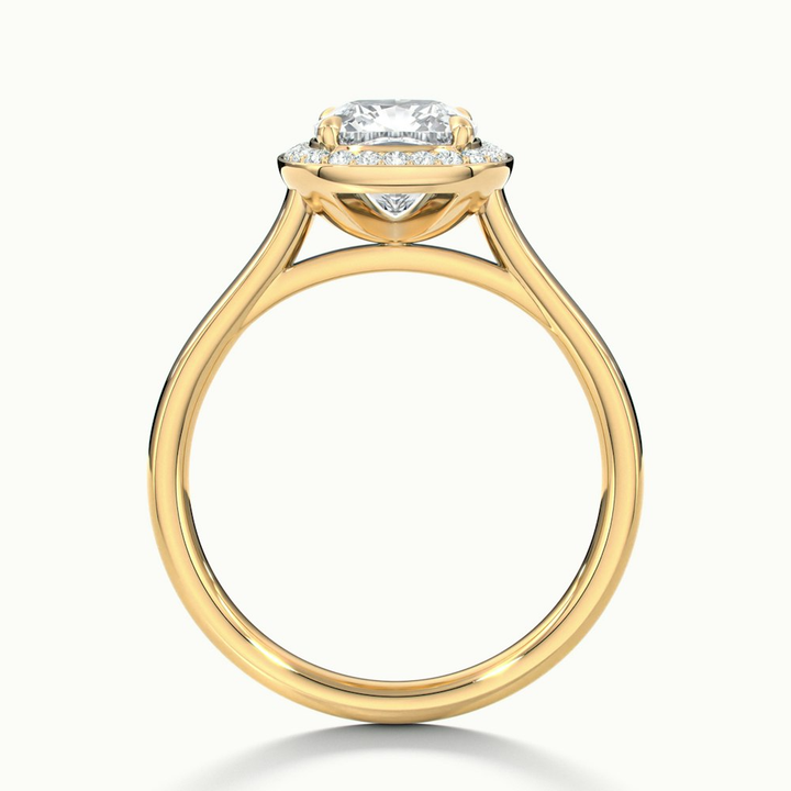 Jeri 3 Carat Cushion Cut Halo Moissanite Engagement Ring in 10k Yellow Gold