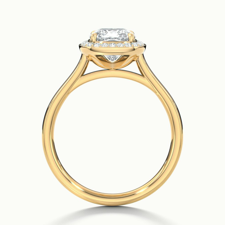 Jeri 1 Carat Cushion Cut Halo Moissanite Engagement Ring in 10k Yellow Gold