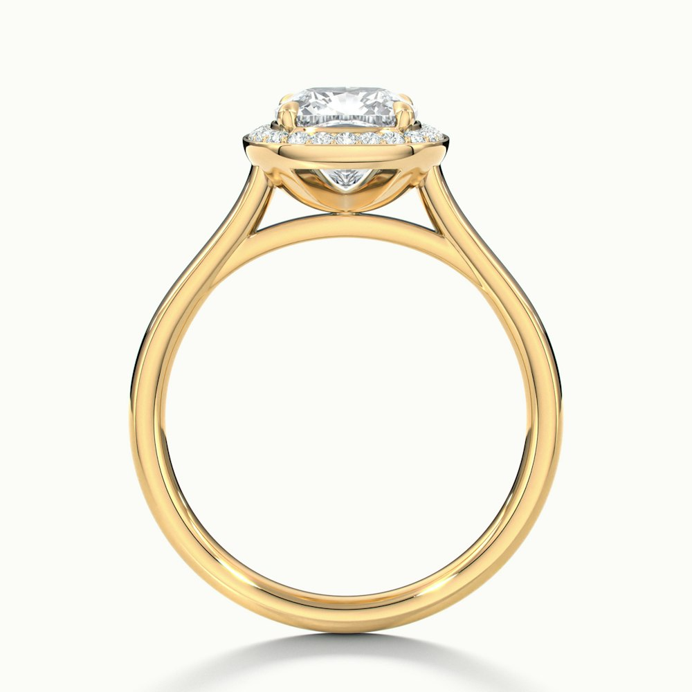 Dina 1.5 Carat Cushion Cut Halo Lab Grown Diamond Ring in 18k Yellow Gold