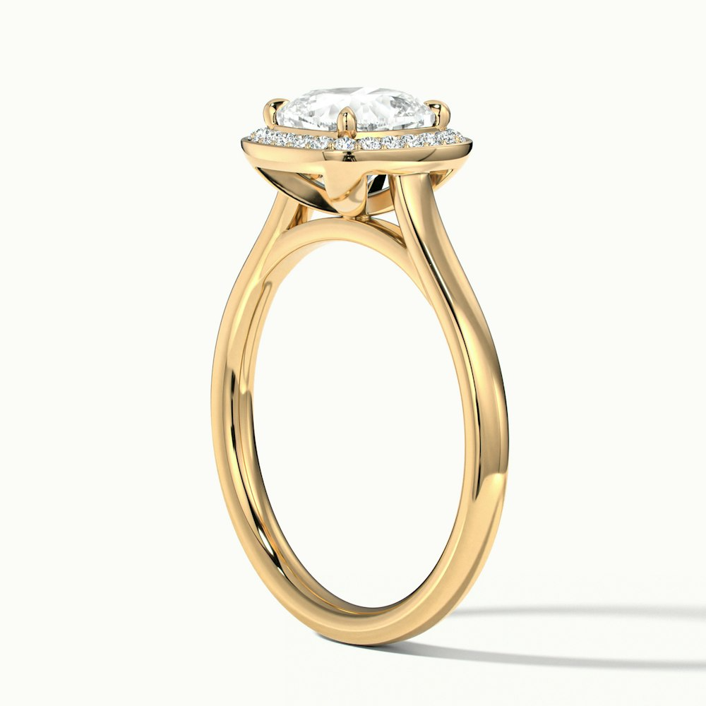 Dina 2.5 Carat Cushion Cut Halo Lab Grown Diamond Ring in 10k Yellow Gold