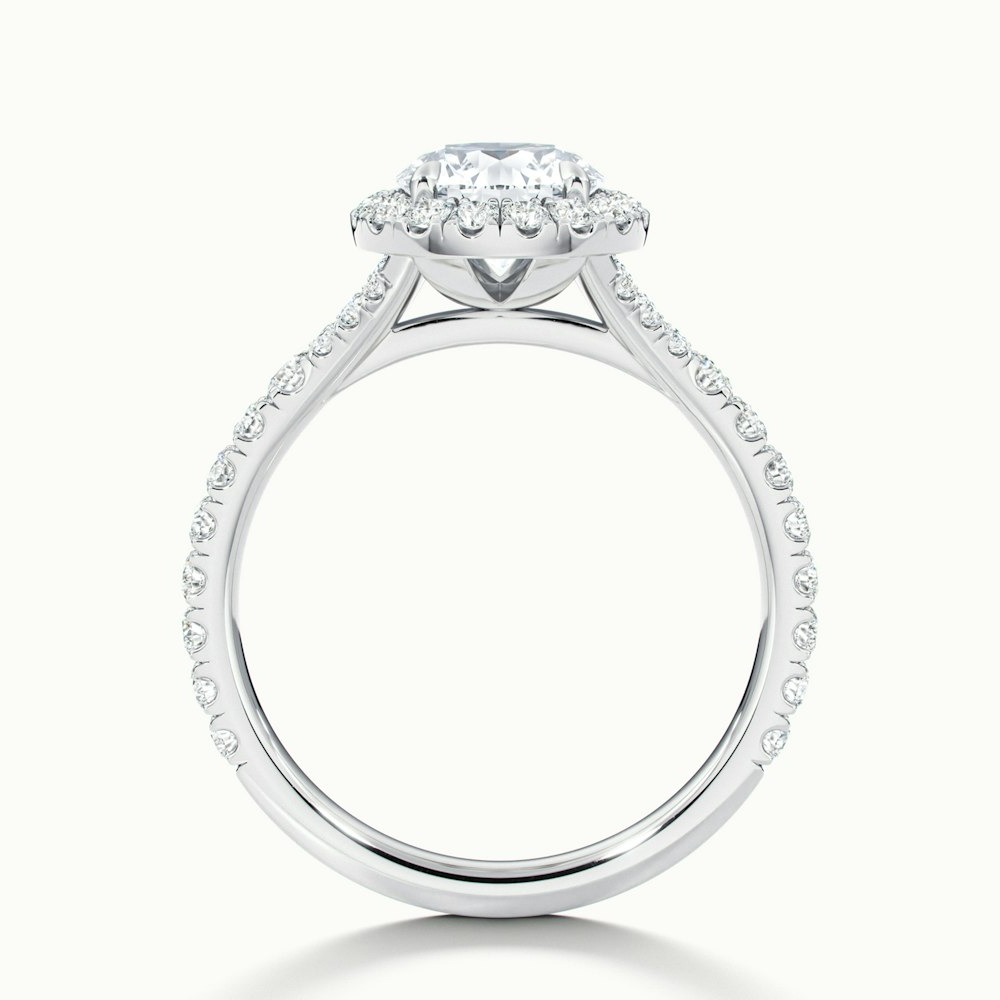 Erin 4 Carat Round Halo Scallop Moissanite Engagement Ring in Platinum