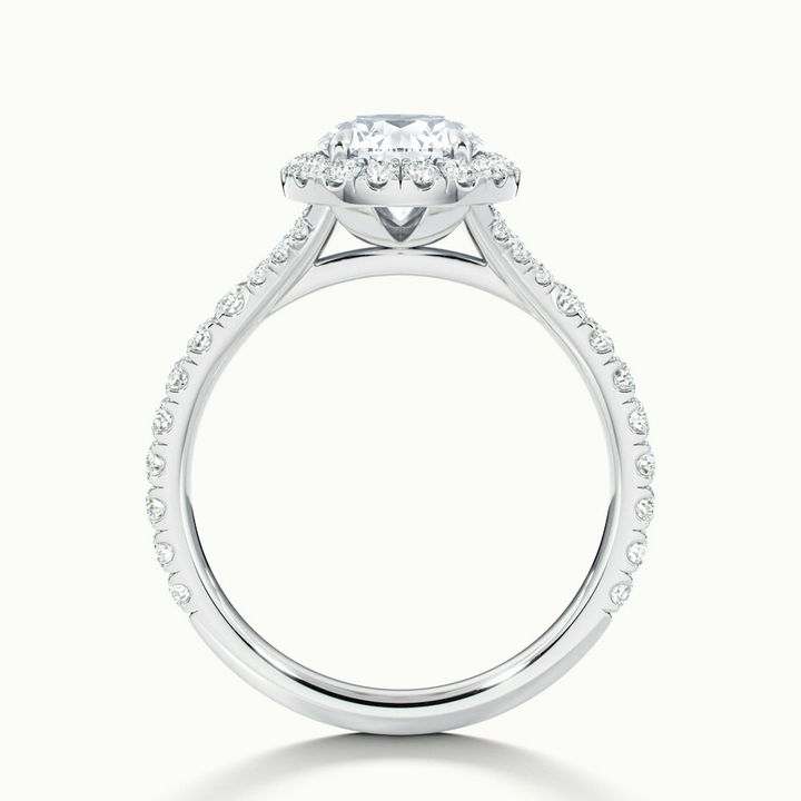 Erin 4 Carat Round Halo Scallop Moissanite Engagement Ring in 18k White Gold