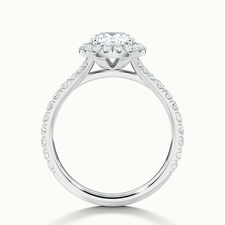 Erin 3 Carat Round Halo Scallop Moissanite Engagement Ring in 10k White Gold