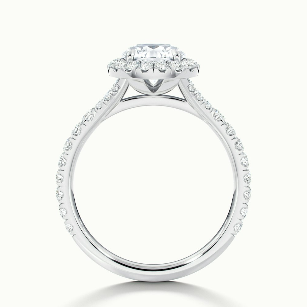 Erin 2 Carat Round Halo Scallop Moissanite Engagement Ring in 10k White Gold