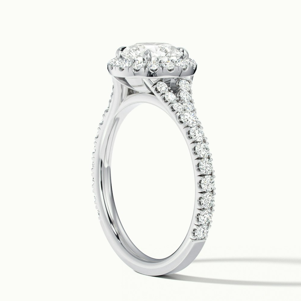 Erin 2 Carat Round Halo Scallop Moissanite Engagement Ring in 18k White Gold