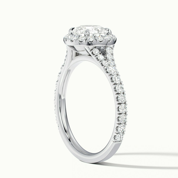 Erin 2 Carat Round Halo Scallop Moissanite Engagement Ring in 18k White Gold