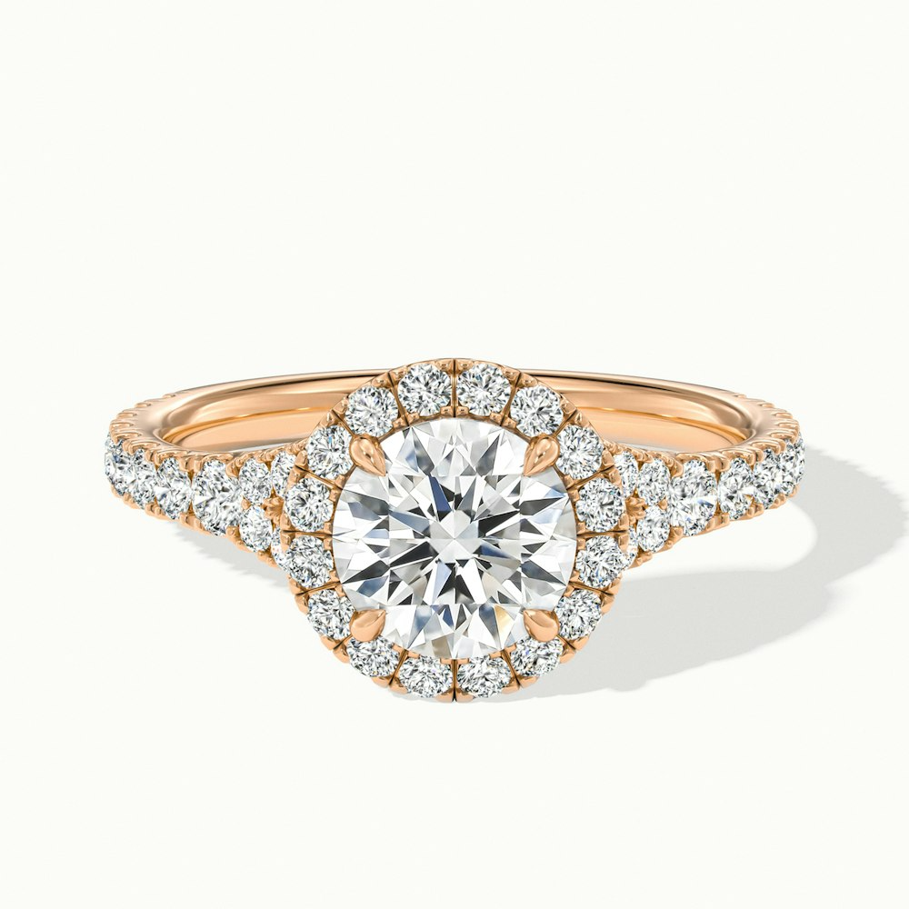 Emily 3.5 Carat Round Halo Scallop Lab Grown Diamond Ring in 18k Rose Gold