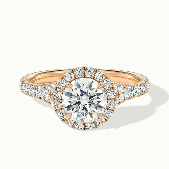Emily 1.5 Carat Round Halo Scallop Lab Grown Diamond Ring in 10k Rose Gold