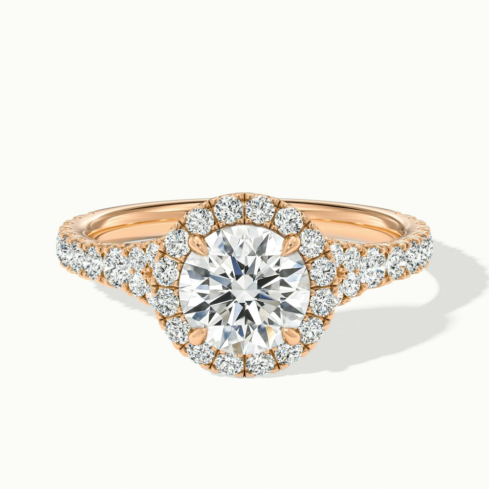 Emily 3.5 Carat Round Halo Scallop Lab Grown Diamond Ring in 10k Rose Gold