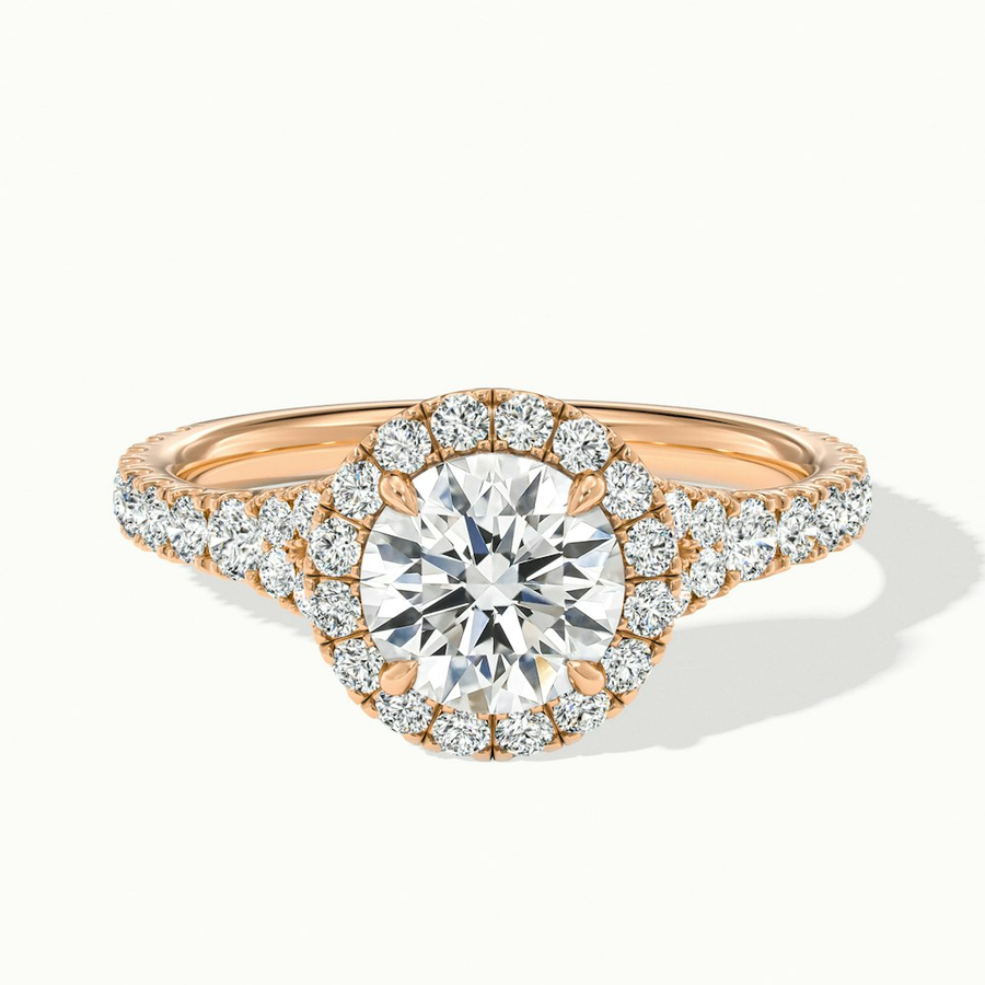 1.5 Carat Round Halo Scallop Moissanite Engagement Ring