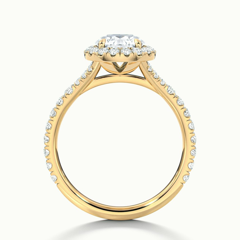 Emily 1.5 Carat Round Halo Scallop Lab Grown Diamond Ring in 18k Yellow Gold