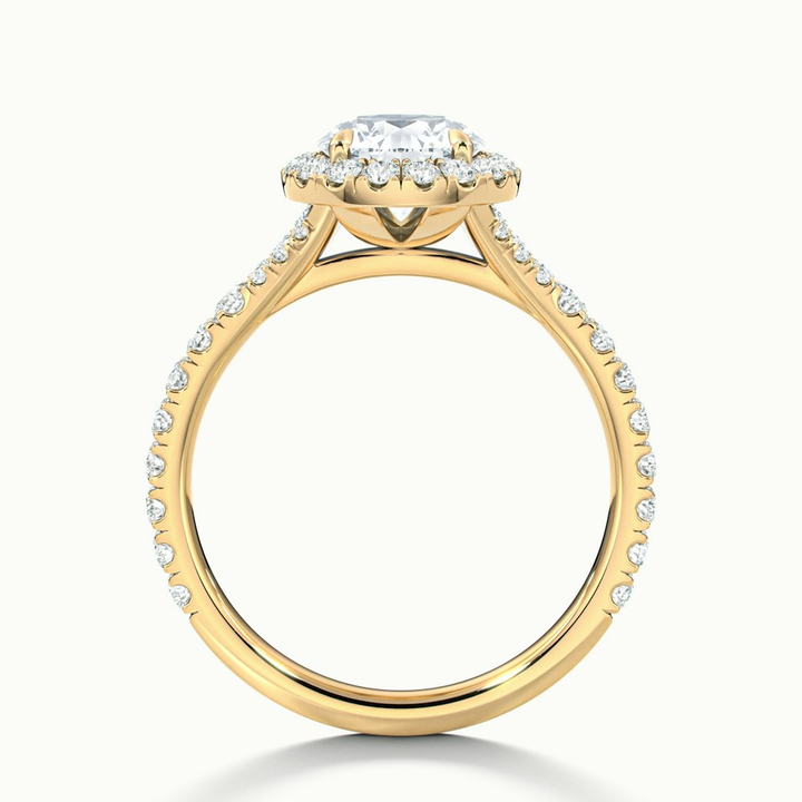 Emily 4 Carat Round Halo Scallop Lab Grown Diamond Ring in 10k Yellow Gold