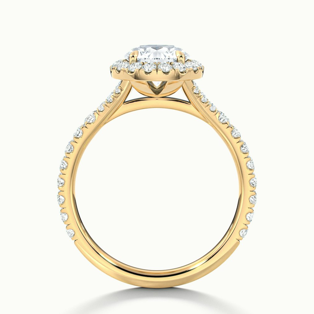 Emily 2 Carat Round Halo Scallop Lab Grown Diamond Ring in 10k Yellow Gold