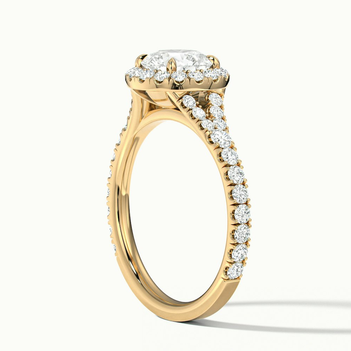 Erin 3.5 Carat Round Halo Scallop Moissanite Engagement Ring in 18k Yellow Gold