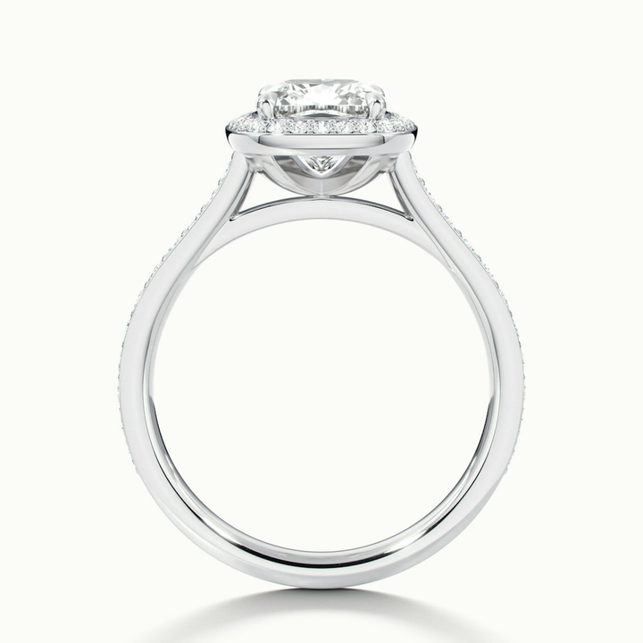 Fiona 2.5 Carat Cushion Cut Halo Pave Lab Grown Diamond Ring in 14k White Gold