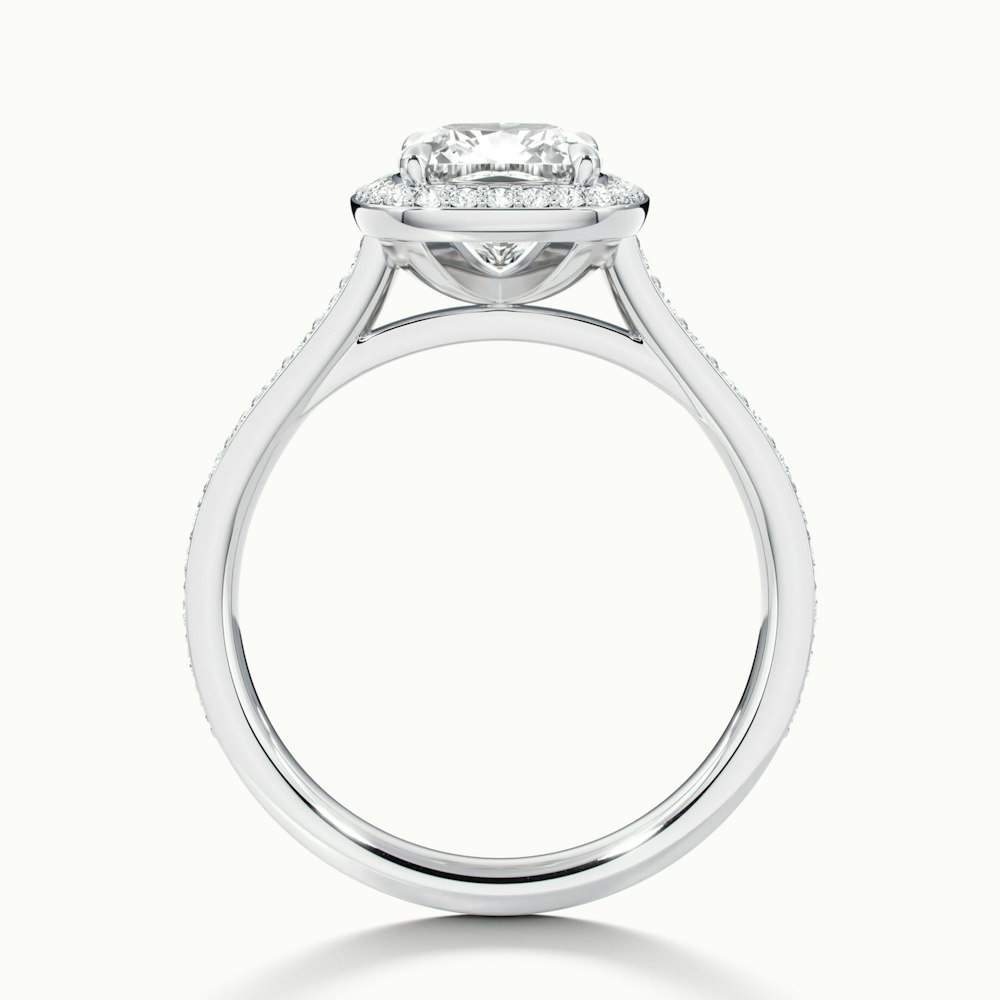 Kelly 4 Carat Cushion Cut Halo Pave Moissanite Engagement Ring in Platinum