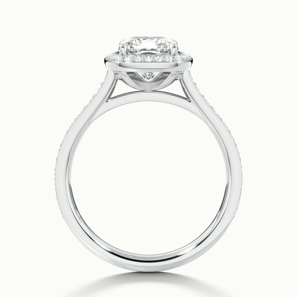 Fiona 3 Carat Cushion Cut Halo Pave Lab Grown Diamond Ring in 10k White Gold