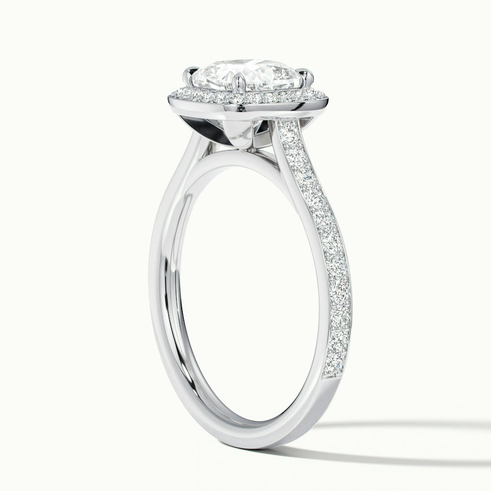 Kelly 5.5 Carat Cushion Cut Halo Pave Moissanite Engagement Ring in Platinum