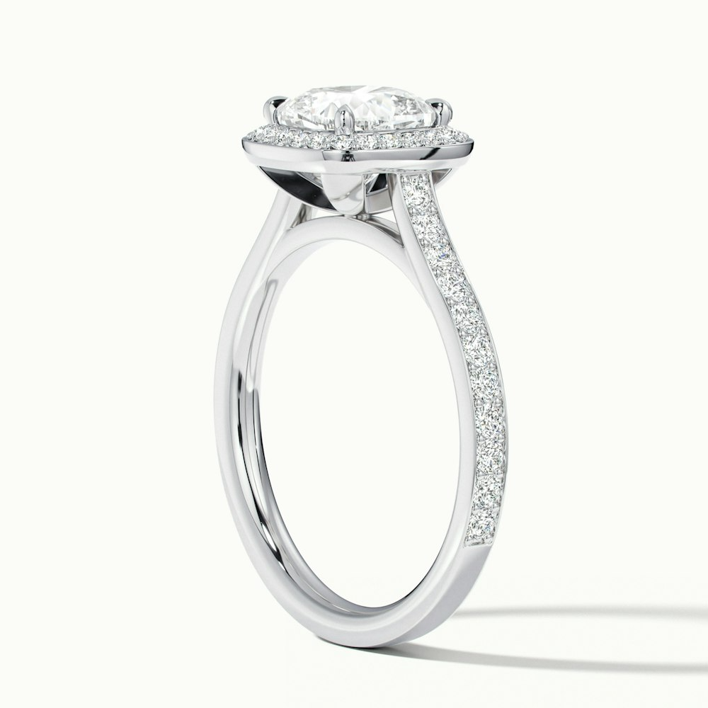 Kelly 2 Carat Cushion Cut Halo Pave Moissanite Engagement Ring in 10k White Gold