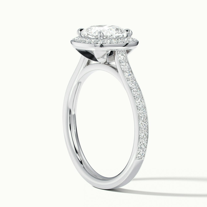 Kelly 1 Carat Cushion Cut Halo Pave Moissanite Engagement Ring in 10k White Gold