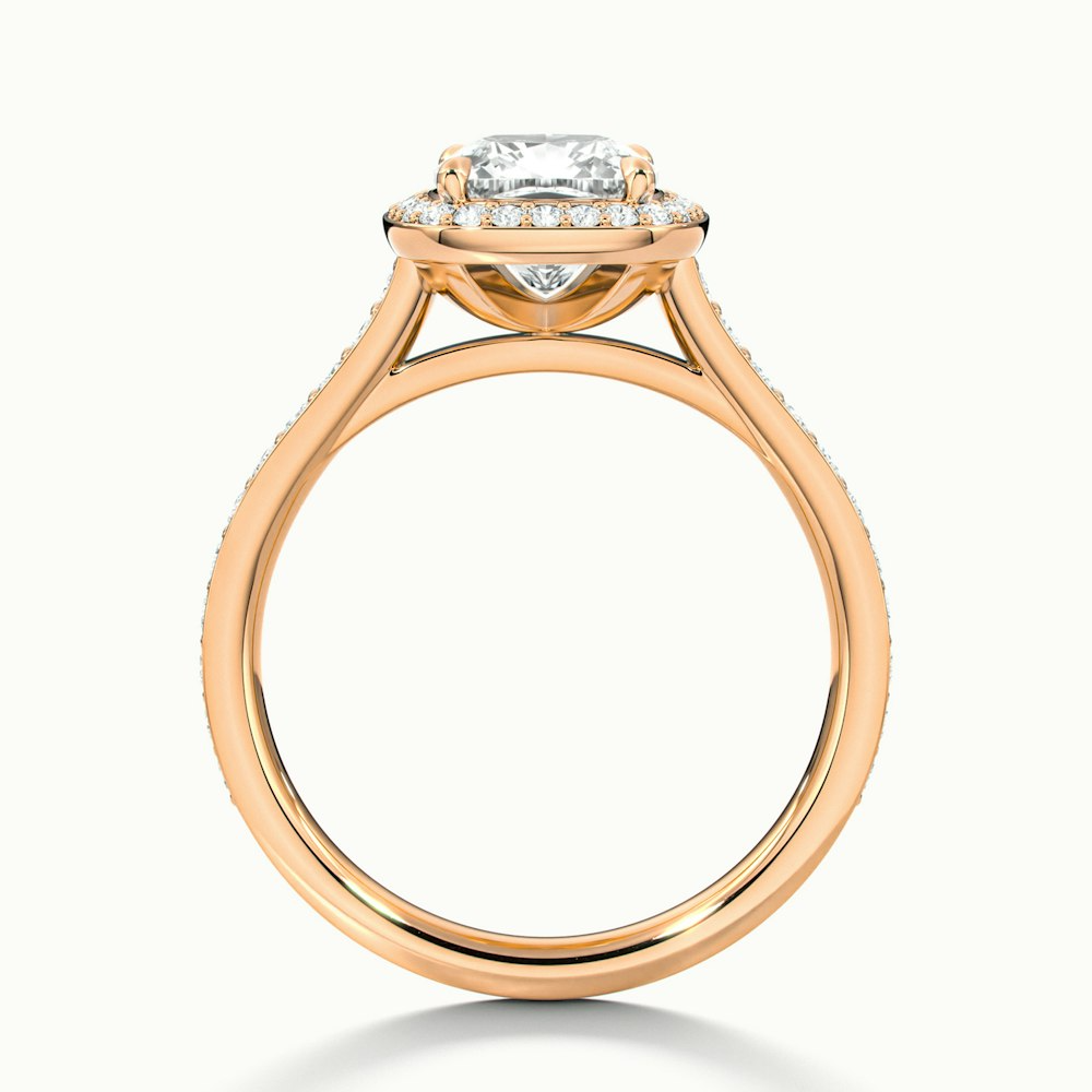 Fiona 1 Carat Cushion Cut Halo Pave Lab Grown Diamond Ring in 14k Rose Gold