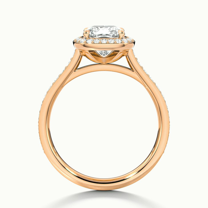 Fiona 5 Carat Cushion Cut Halo Pave Lab Grown Diamond Ring in 10k Rose Gold