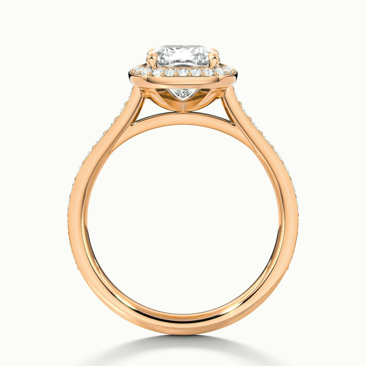 Fiona 1 Carat Cushion Cut Halo Pave Lab Grown Diamond Ring in 10k Rose Gold