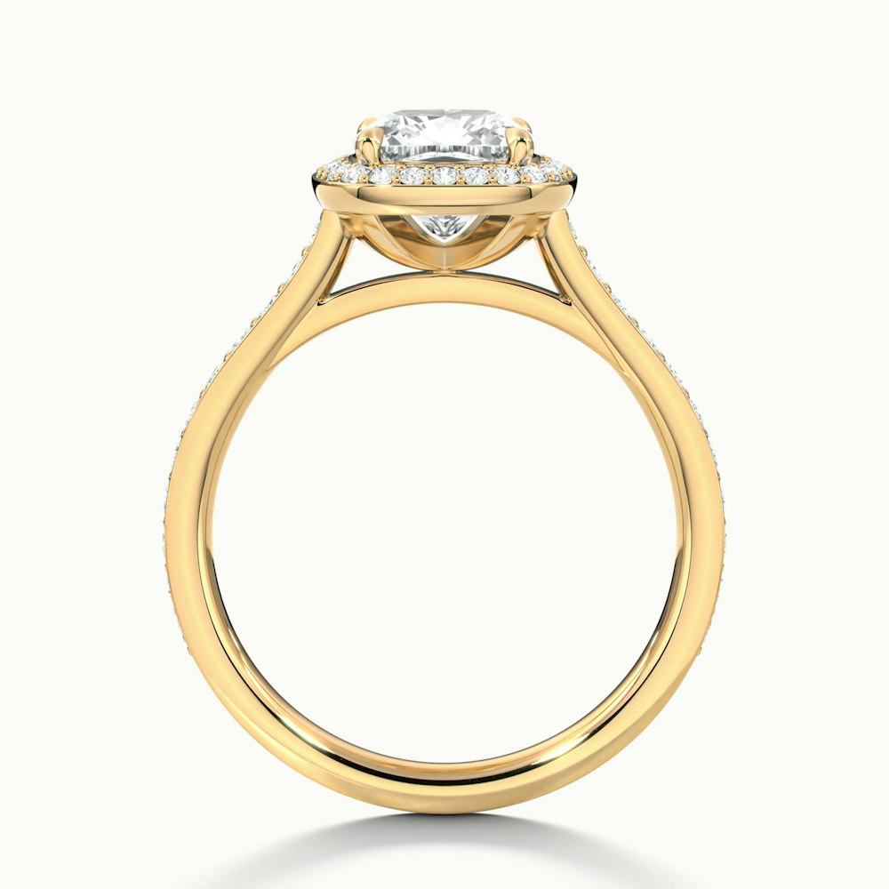 Kelly 3.5 Carat Cushion Cut Halo Pave Moissanite Engagement Ring in 18k Yellow Gold