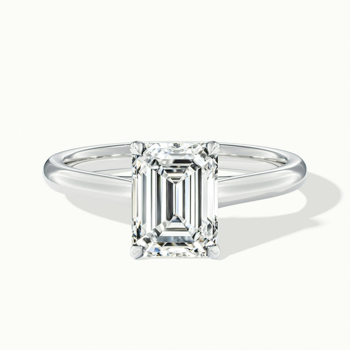 Ira 2 Carat Emerald Cut Solitaire Moissanite Engagement Ring in 18k White Gold