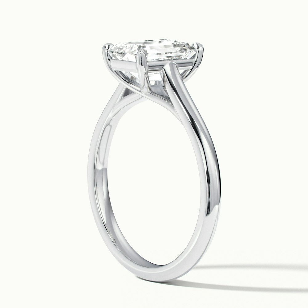 Hana 1.5 Carat Emerald Cut Solitaire Lab Grown Diamond Ring in Platinum